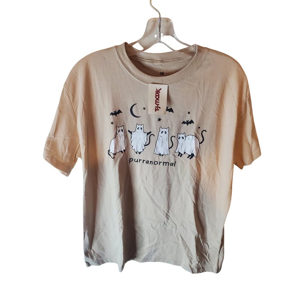 Goodie Two Sleeves "Purranormal" Cat Halloween Graphic Tee, NWT, Medium